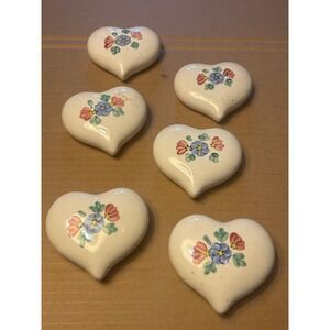 Set of 6 Heart Shaped Ceramic Decorative Accents